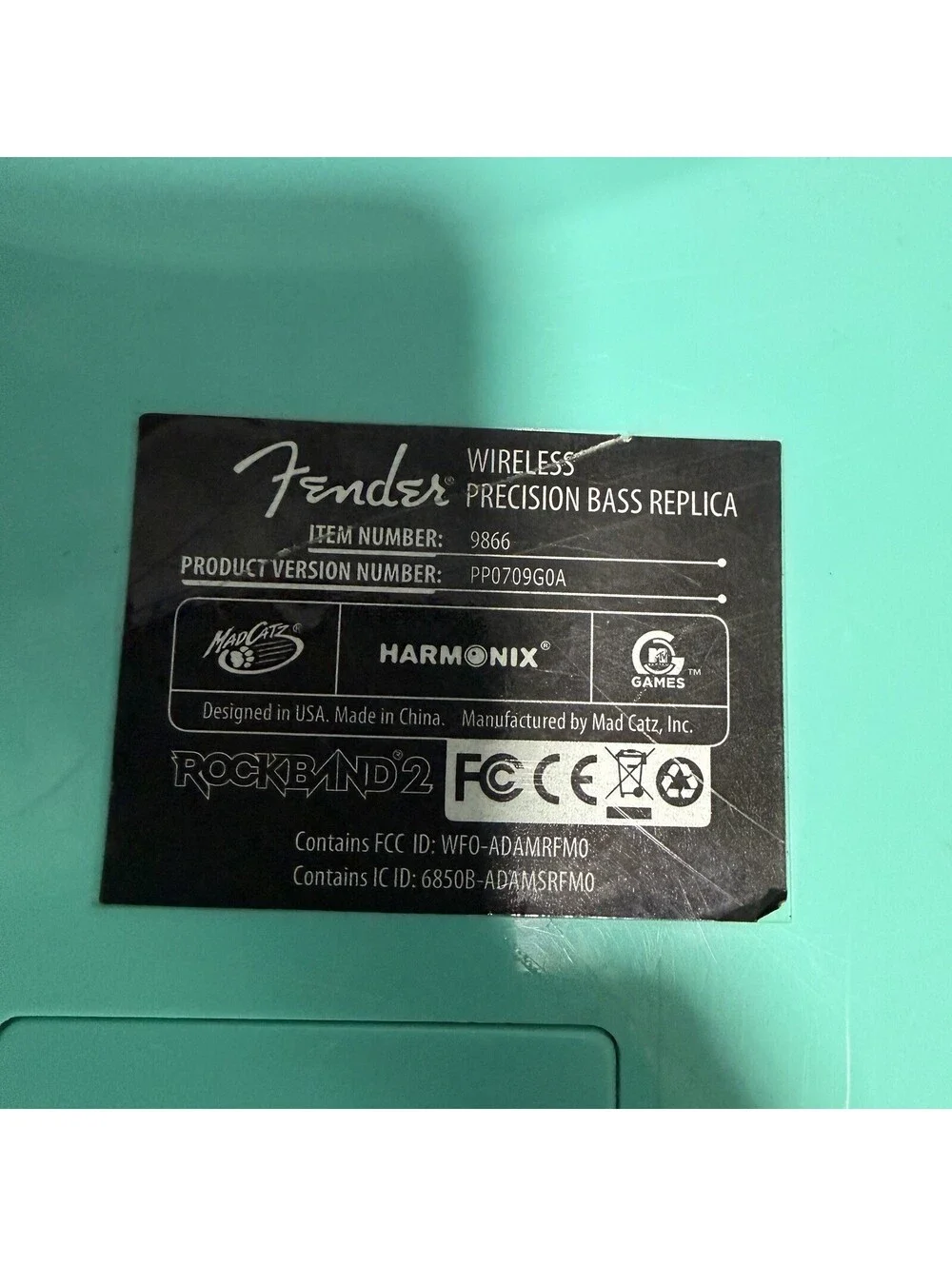 Rockband 2 Xbox 360 Fender Precision Bass SeaFoam Green 9766